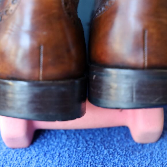 SALE - Magnanni 10.5-M Brown Burnished Wingtip Mens Dress Shoes - Picture 7 of 14